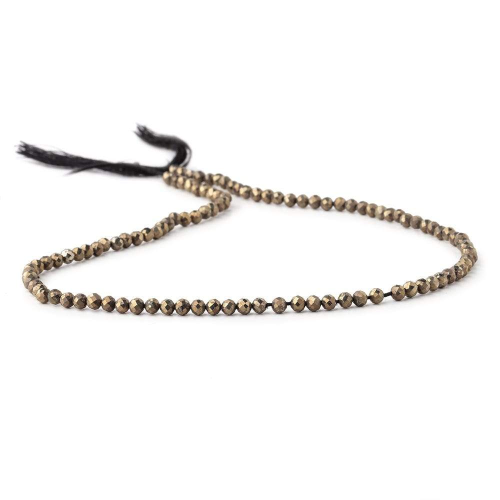 3mm Golden Pyrite micro faceted rounds 13 inch 105 pieces AAA (ONLINE ORDER ONLY)