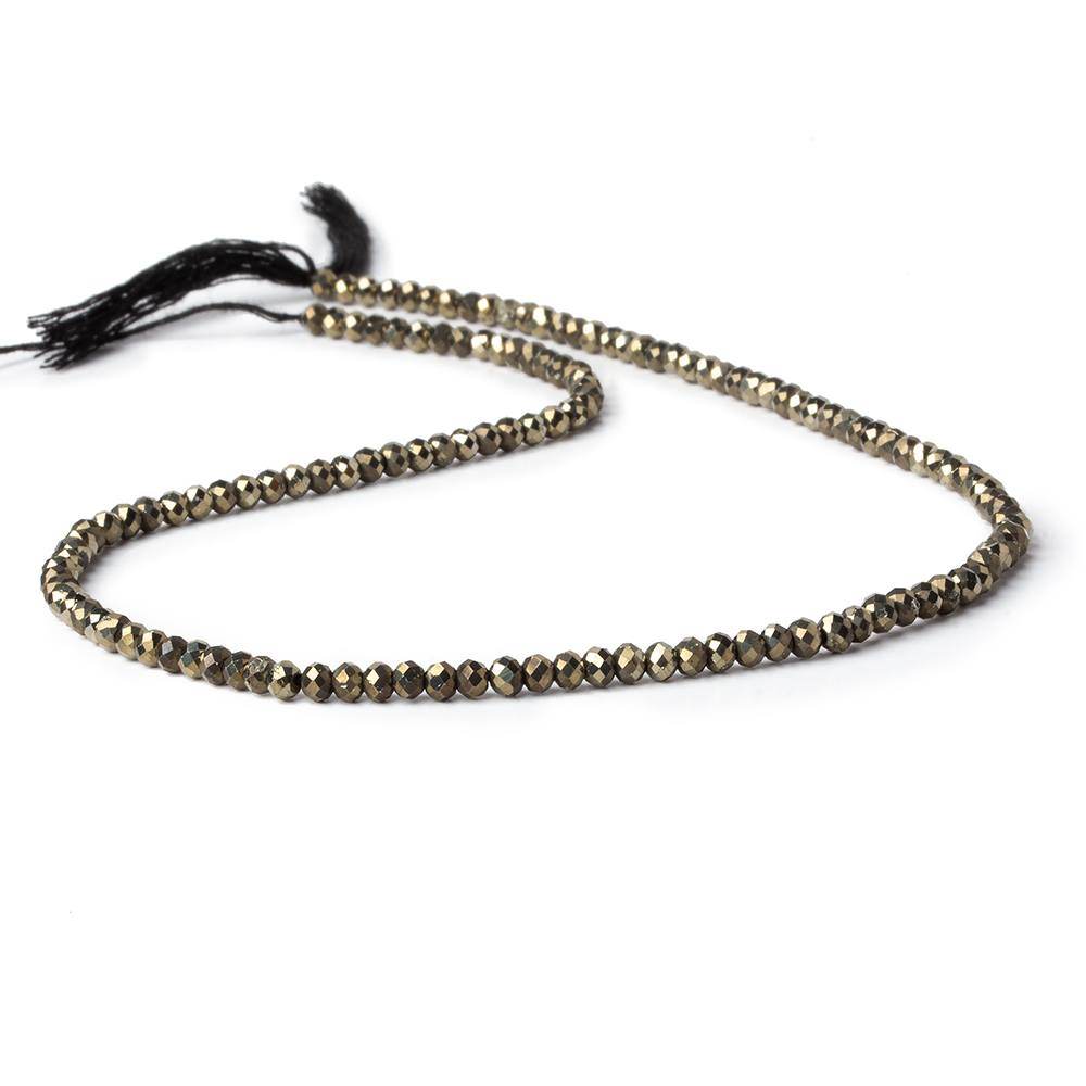 3mm Golden Pyrite microfaceted rondelle beads 13 inch 134 pieces (ONLINE ORDER ONLY)