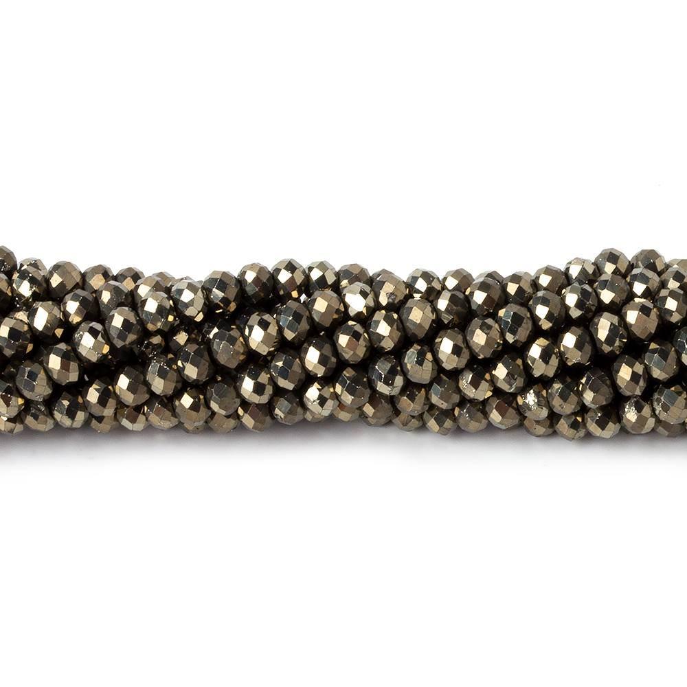 3mm Golden Pyrite microfaceted rondelle beads 13 inch 134 pieces (ONLINE ORDER ONLY)