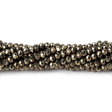 3mm Golden Pyrite microfaceted rondelle beads 13 inch 134 pieces (ONLINE ORDER ONLY)