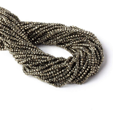 3mm Golden Pyrite microfaceted rondelle beads 13 inch 134 pieces (ONLINE ORDER ONLY)