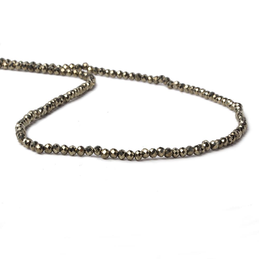 3mm Golden Pyrite microfaceted rondelle beads 14 inch 150 pieces (ONLINE ORDER ONLY)