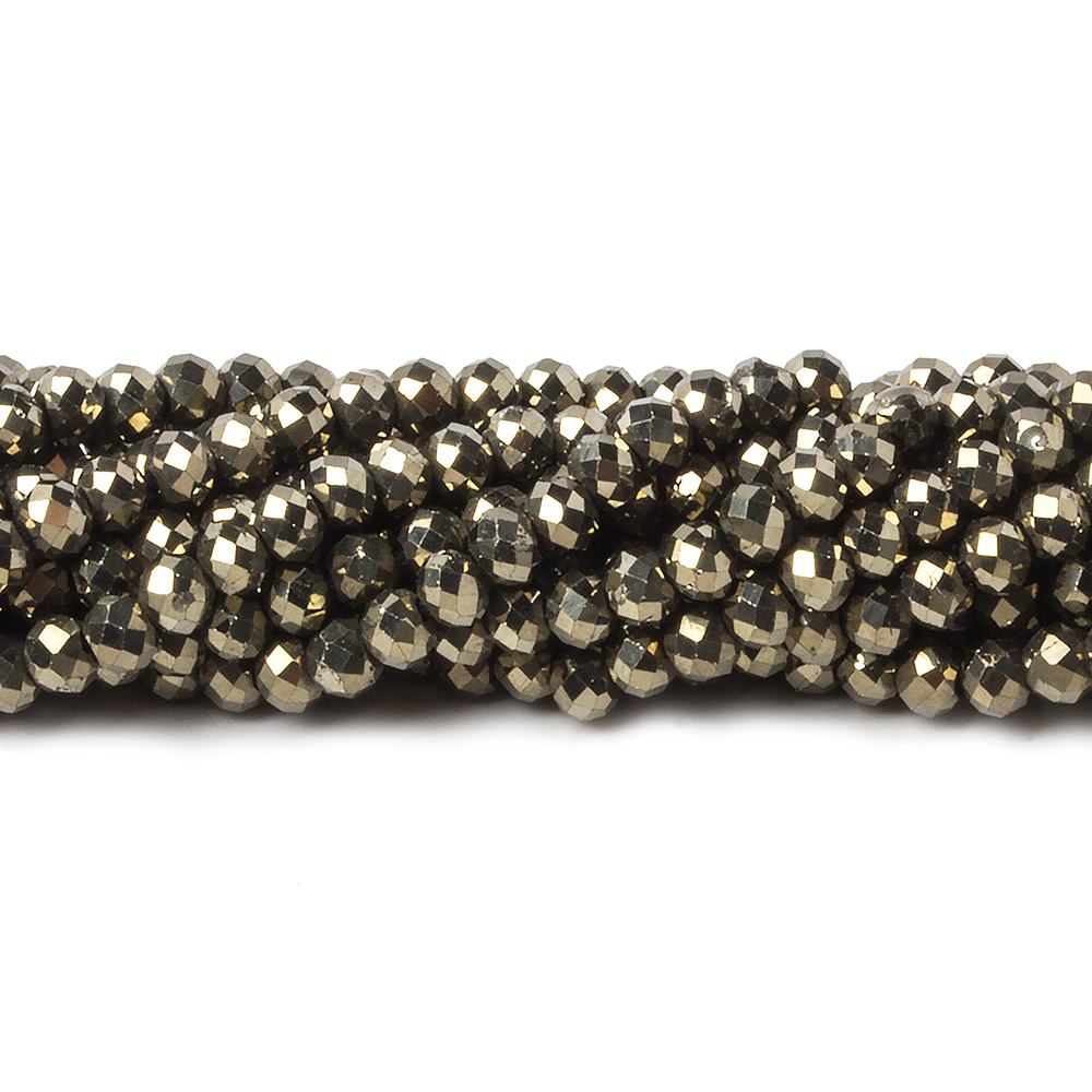 3mm Golden Pyrite microfaceted rondelle beads 14 inch 150 pieces (ONLINE ORDER ONLY)