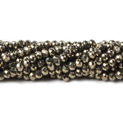 3mm Golden Pyrite microfaceted rondelle beads 14 inch 150 pieces (ONLINE ORDER ONLY)