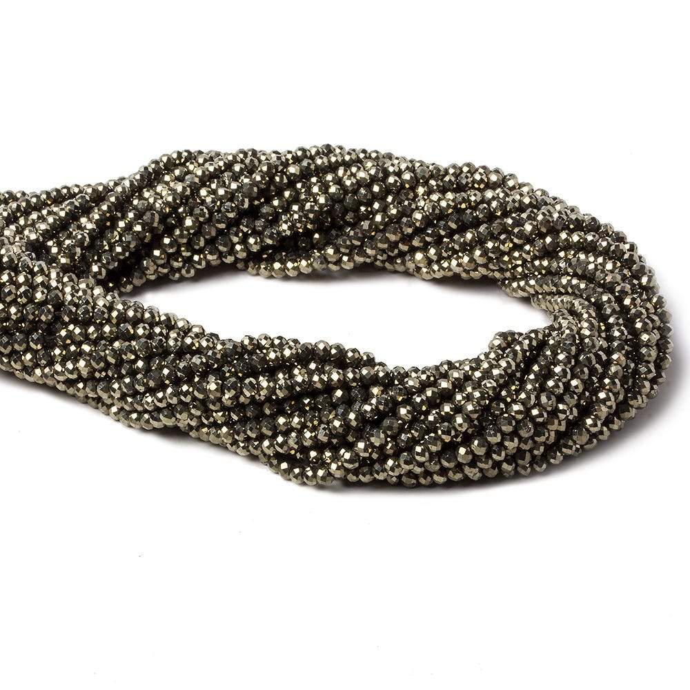 3mm Golden Pyrite microfaceted rondelle beads 14 inch 150 pieces (ONLINE ORDER ONLY)
