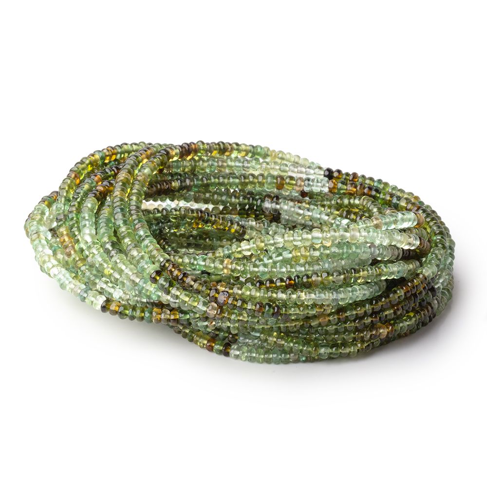 3mm Green Afghani Tourmaline Plain Rondelle Beads 16 inch 215 pieces (ONLINE ORDER ONLY)