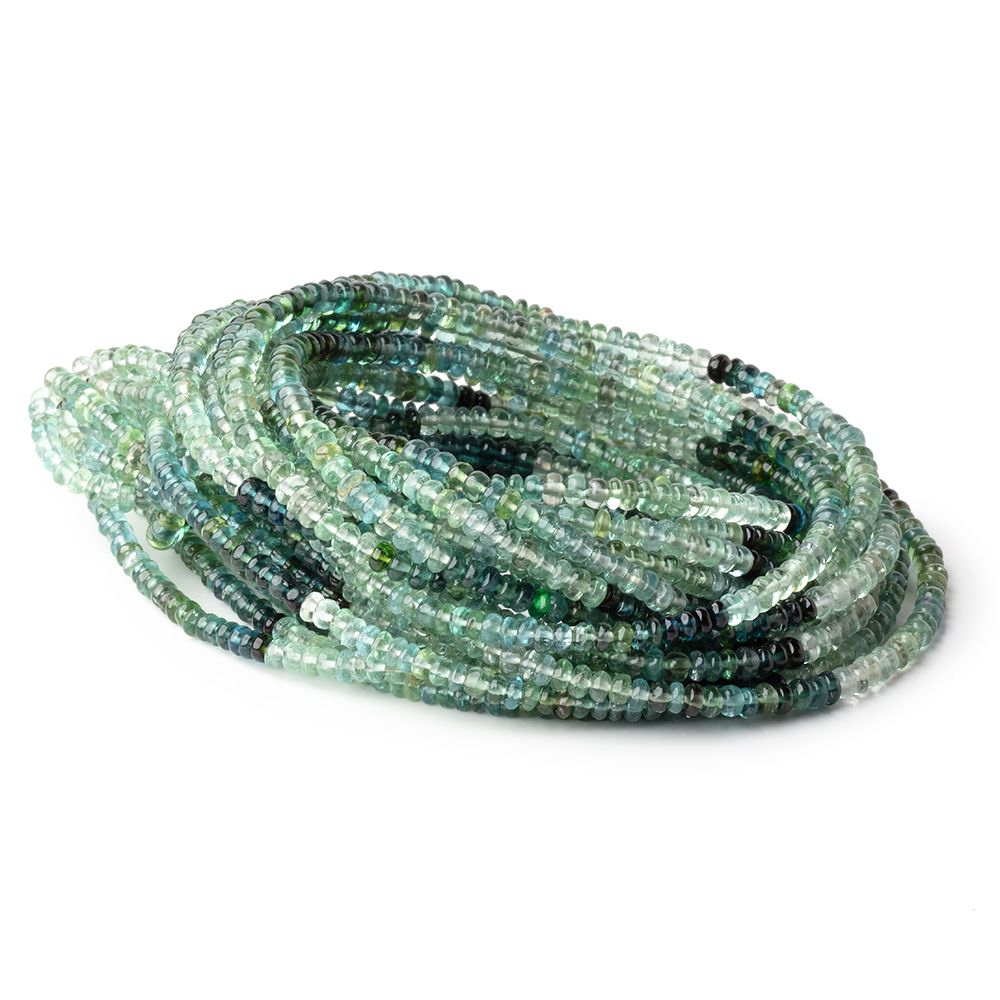3mm Green & Indicolite Afghani Tourmaline Plain Rondelles 16 inch 215 Beads (ONLINE ORDER ONLY)
