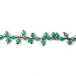 3mm Green Onyx micro faceted round Black Gold Dangling Chain by the foot (ONLINE ORDER ONLY)