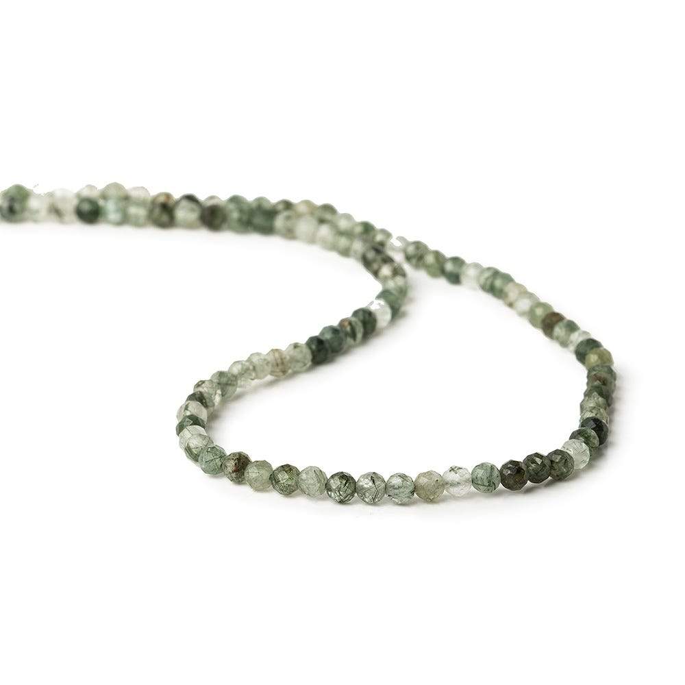 3mm Green Tourmalinated Quartz microfaceted round beads 13 inch 110 pieces (ONLINE ORDER ONLY)