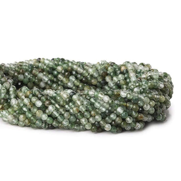 3mm Green Tourmalinated Quartz microfaceted round beads 13 inch 110 pieces (ONLINE ORDER ONLY)