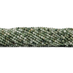 3mm Green Tourmalinated Quartz microfaceted round beads 13 inch 110 pieces (ONLINE ORDER ONLY)