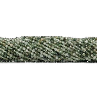 3mm Green Tourmalinated Quartz microfaceted round beads 13 inch 110 pieces (ONLINE ORDER ONLY)