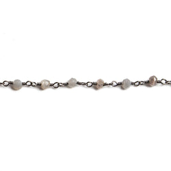 3mm Grey Moonstone faceted rondelle Black Gold Chain by the foot 36 pieces (ONLINE ORDER ONLY)