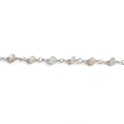 3mm Grey Moonstone faceted rondelle Silver Chain by the foot 36 pieces (ONLINE ORDER ONLY)