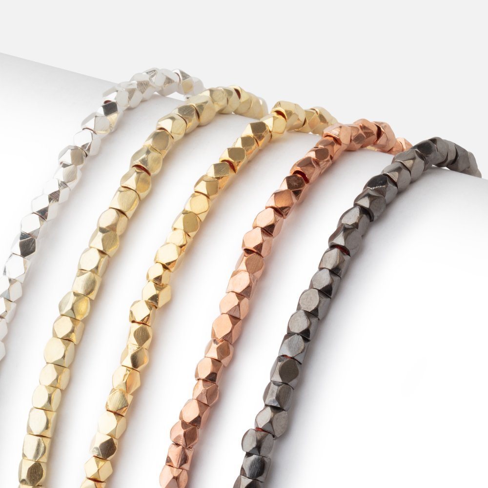 3mm Hand Polished Faceted Nugget Beads 8 inch 72 pieces (ONLINE ORDER ONLY)