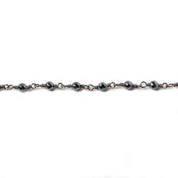 3mm Hematite faceted round Black Gold chain by the foot 34 pieces (ONLINE ORDER ONLY)