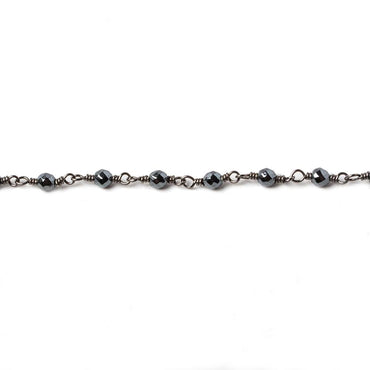 3mm Hematite faceted round Black Gold chain by the foot 34 pieces (ONLINE ORDER ONLY)