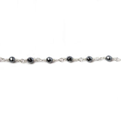 3mm Hematite faceted round Silver plated chain by the foot 34 pieces (ONLINE ORDER ONLY)