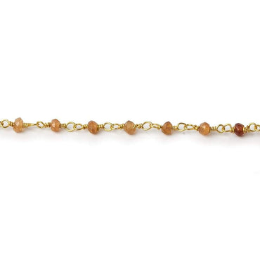3mm Hessonite Garnet faceted rondelle Gold Wire Wrapped Chain by foot (ONLINE ORDER ONLY)