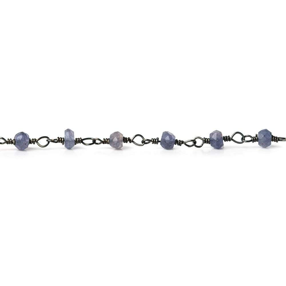 3mm Iolite faceted rondelle Black Gold plated Silver Chain by the foot 40 pieces (ONLINE ORDER ONLY)
