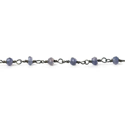 3mm Iolite faceted rondelle Black Gold plated Silver Chain by the foot 40 pieces (ONLINE ORDER ONLY)