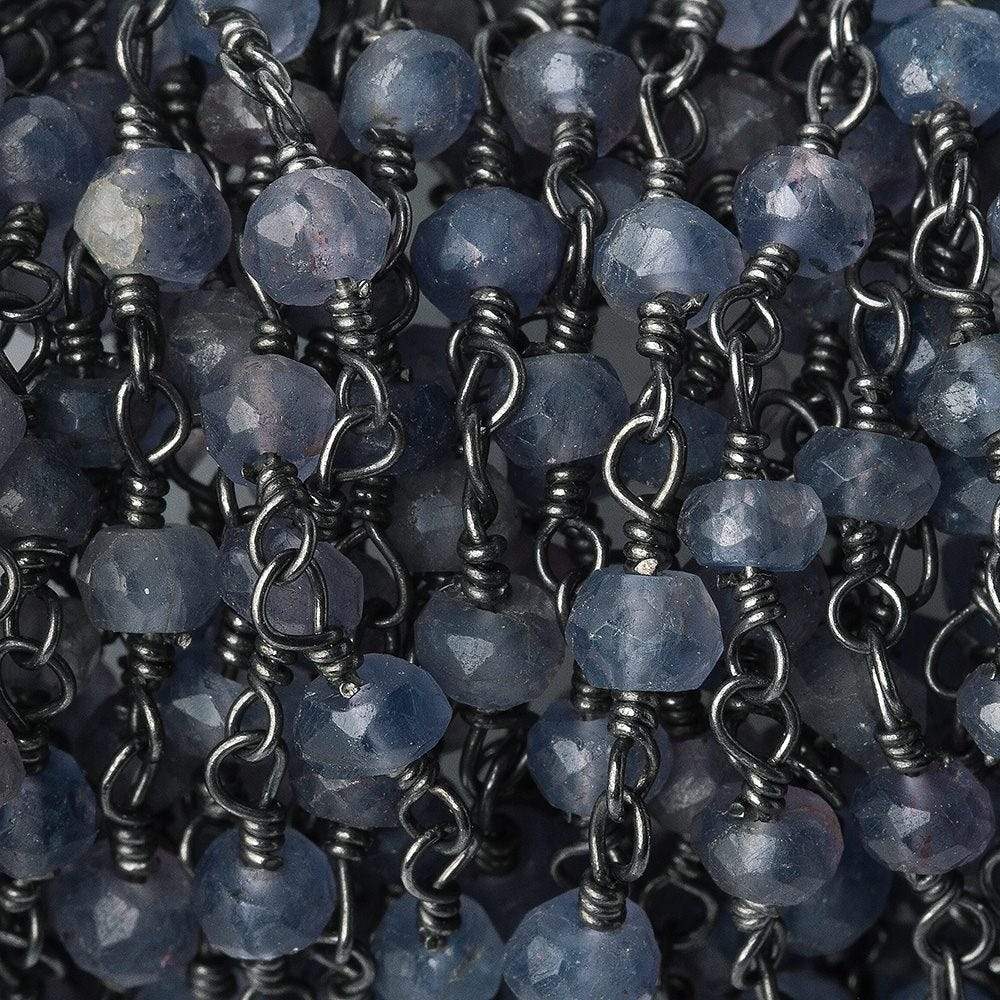3mm Iolite faceted rondelle Black Gold plated Silver Chain by the foot 40 pieces (ONLINE ORDER ONLY)