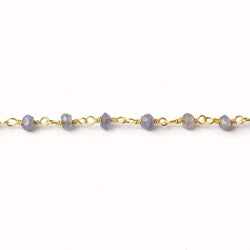 3mm Iolite Faceted Rondelles on Gold Plated Chain by the foot 37 beads (ONLINE ORDER ONLY)