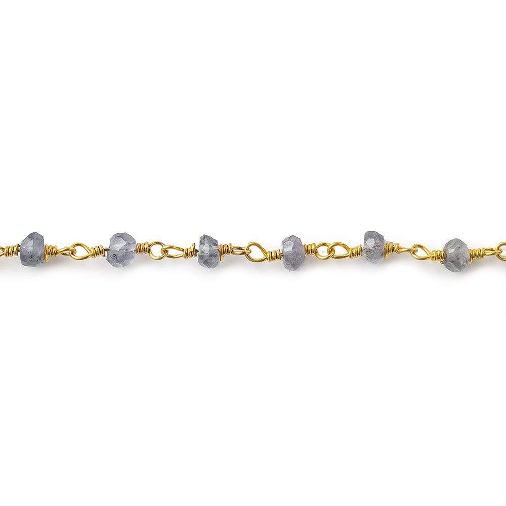 3mm Iolite Gold plated Wire Wrapped Chain (ONLINE ORDER ONLY)