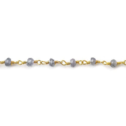 3mm Iolite Gold plated Wire Wrapped Chain (ONLINE ORDER ONLY)