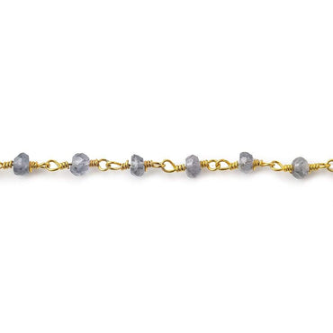 3mm Iolite Gold plated Wire Wrapped Chain (ONLINE ORDER ONLY)
