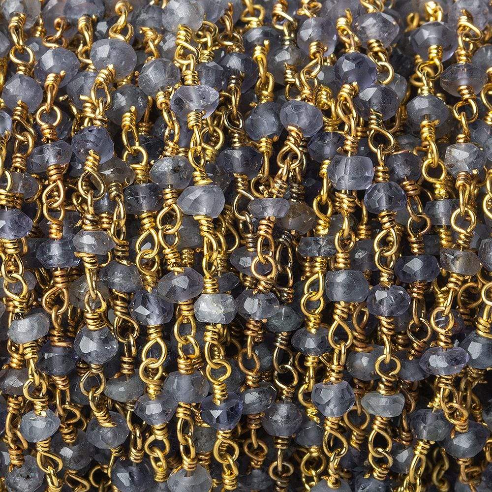 3mm Iolite Gold plated Wire Wrapped Chain (ONLINE ORDER ONLY)