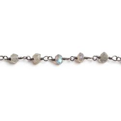 3mm Labradorite faceted rondelle Black Gold Chain by the foot 36 pieces (ONLINE ORDER ONLY)