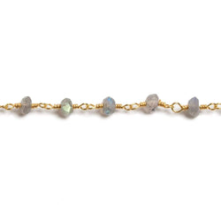 3mm Labradorite faceted rondelle Gold Plated Chain by the foot 36 pieces (ONLINE ORDER ONLY)