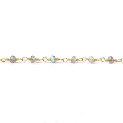 3mm Labradorite faceted rondelle Gold Chain by the foot 40 pieces (ONLINE ORDER ONLY)