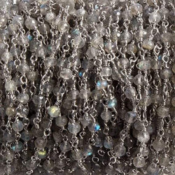 3mm Labradorite faceted rondelle Silver Chain by the foot 36 pieces (ONLINE ORDER ONLY)