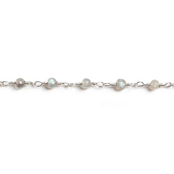 3mm Labradorite faceted rondelle Silver Chain by the foot 36 pieces (ONLINE ORDER ONLY)