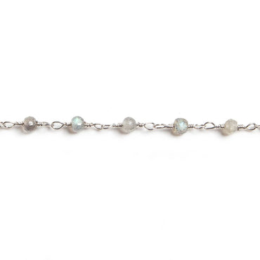 3mm Labradorite faceted rondelle Silver Chain by the foot 36 pieces (ONLINE ORDER ONLY)