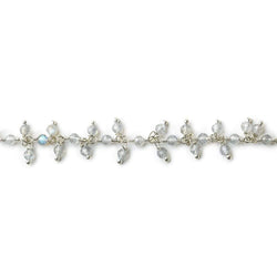 3mm Labradorite micro-faceted round Silver Dangling Chain by the foot (ONLINE ORDER ONLY)