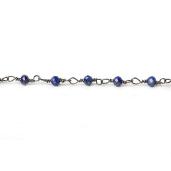 3mm Lapis Lazuli micro-faceted rondelle Black Gold plated Chain, 40 beads/ft (ONLINE ORDER ONLY)