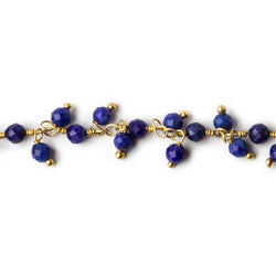 3mm Lapis Lazuli micro-faceted round Gold Dangling Chain by the foot (ONLINE ORDER ONLY)