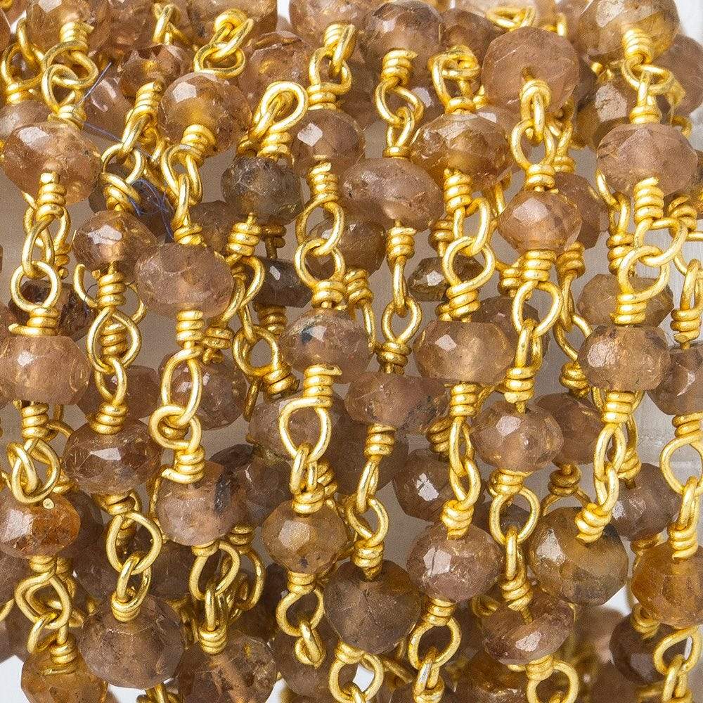 3mm Light Andalusite faceted rondelle Gold Chain by the foot (ONLINE ORDER ONLY)
