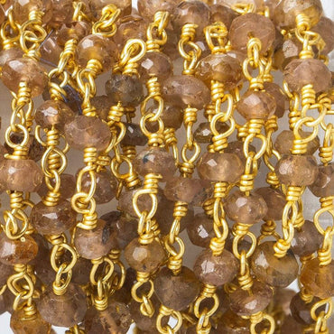 3mm Light Andalusite faceted rondelle Gold Chain by the foot (ONLINE ORDER ONLY)