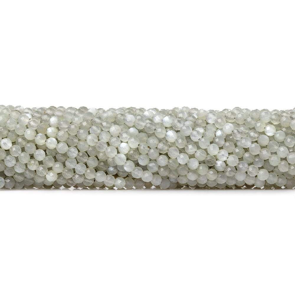3mm Light Grey moonstone microfaceted round beads 13 inch 100pcs (ONLINE ORDER ONLY)
