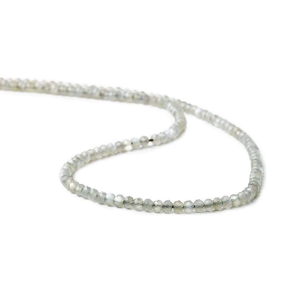 3mm Light Mink Grey Moonstone microfaceted rondelle beads 13 inch 135 pieces (ONLINE ORDER ONLY)