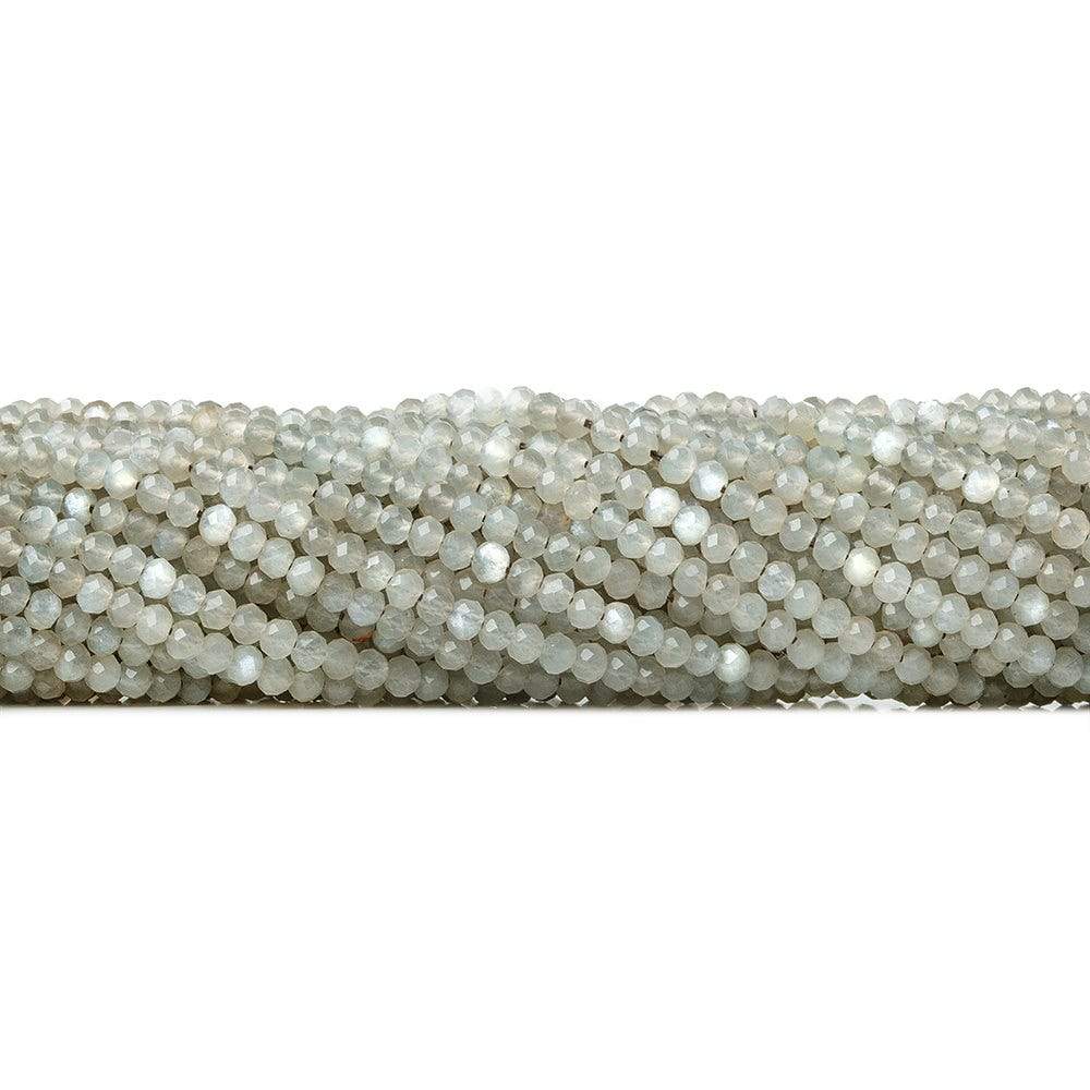 3mm Light Mink Grey Moonstone microfaceted rondelle beads 13 inch 135 pieces (ONLINE ORDER ONLY)