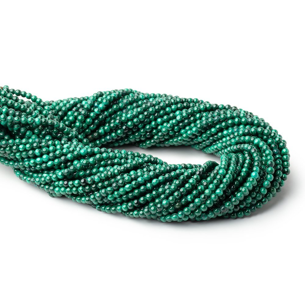 3mm Malachite Plain Round Beads 15.75 inch 130 pieces (ONLINE ORDER ONLY)