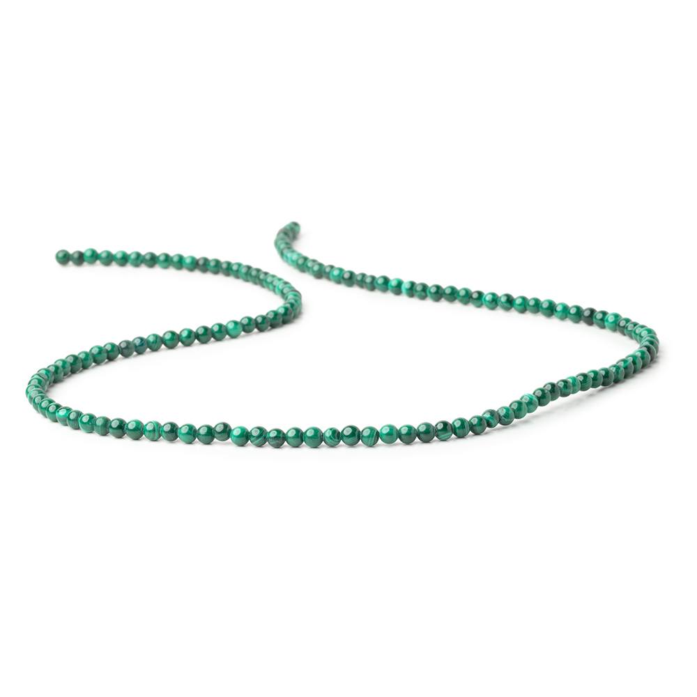 3mm Malachite Plain Round Beads 15.75 inch 130 pieces (ONLINE ORDER ONLY)