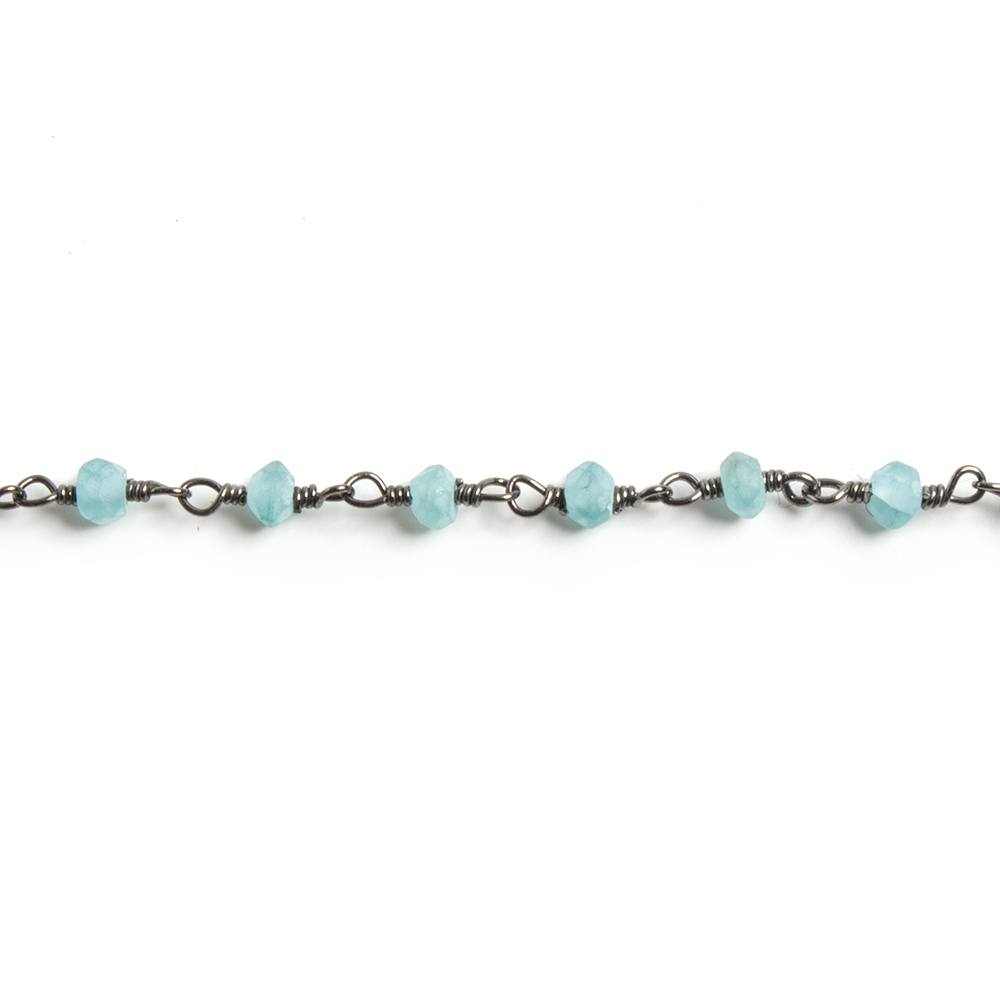 3mm Matte Apatite faceted rondelle Black Gold Chain by the foot 36 pieces (ONLINE ORDER ONLY)