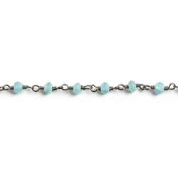3mm Matte Apatite faceted rondelle Black Gold Chain by the foot 36 pieces (ONLINE ORDER ONLY)