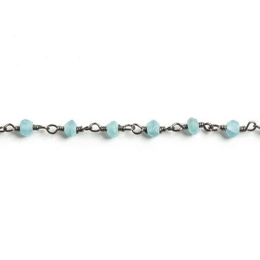 3mm Matte Apatite faceted rondelle Black Gold Chain by the foot 36 pieces (ONLINE ORDER ONLY)